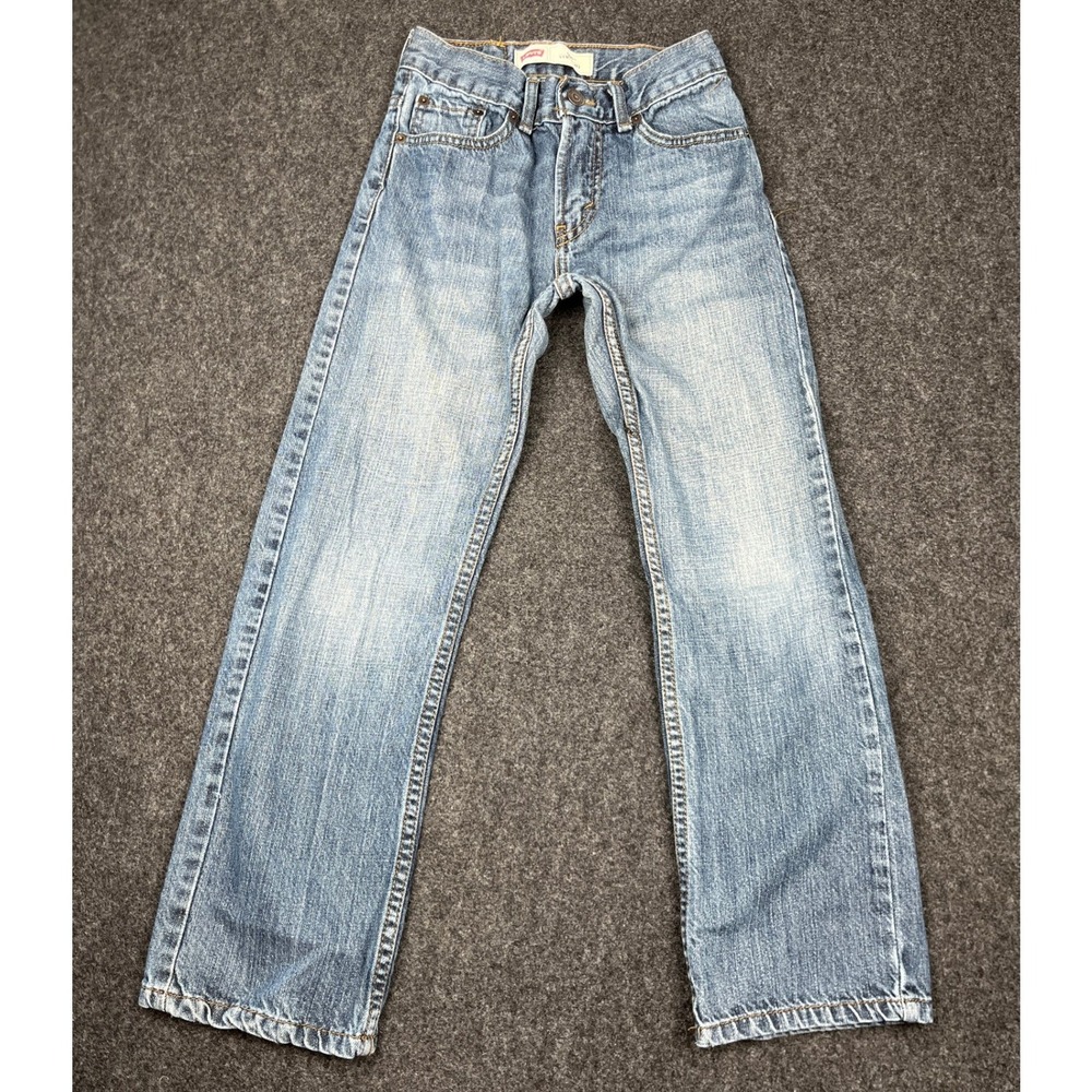 Levis 505 Straight Leg Jeans Boys 10 Slim 23x25 Light Wash Blue Denim Faded Y2K